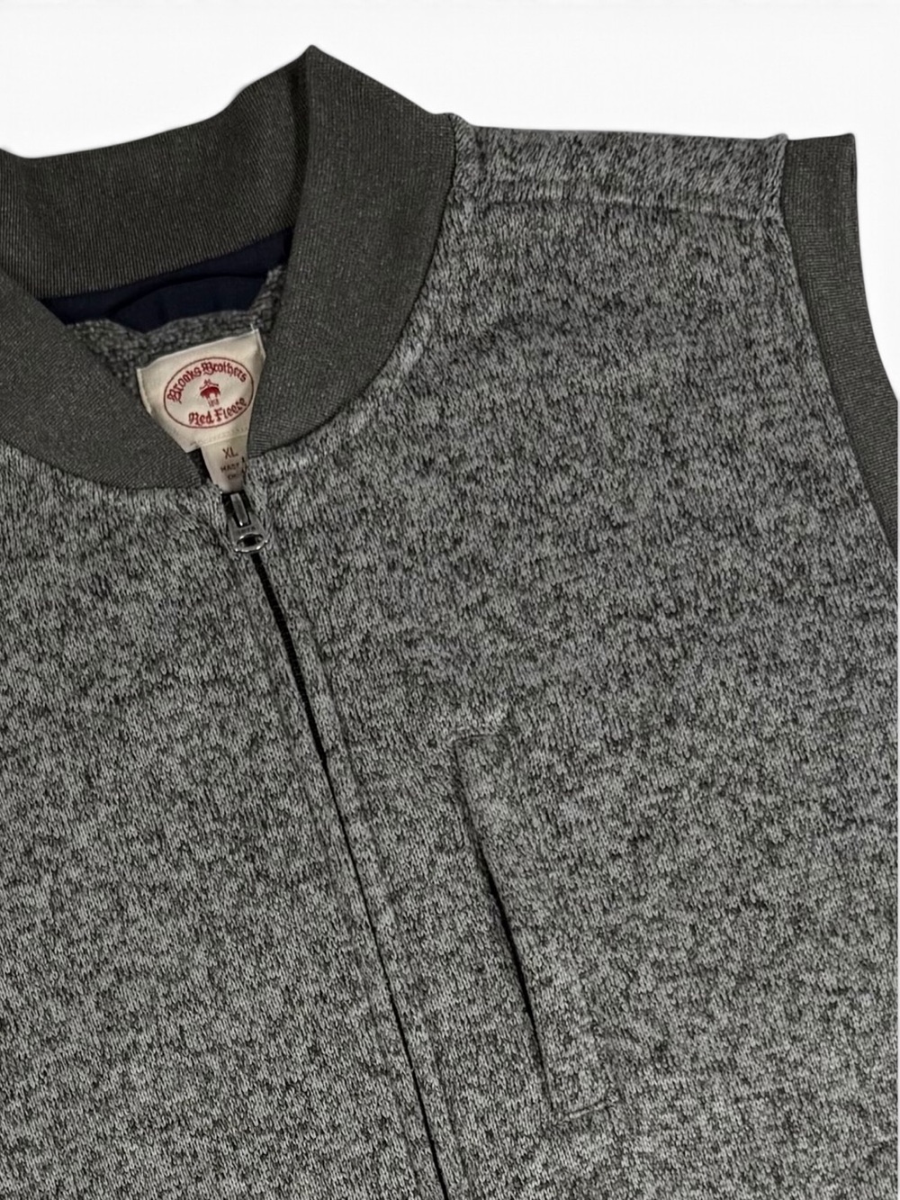 Brooks Brothers Red Fleece Marled Gray Sweater Fleece Full Zip Vest Men’s XL - Picture 7 of 9